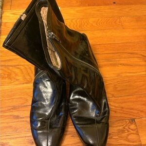 Salvatore Ferragamo Black Payent Leather Zip-Up Boots